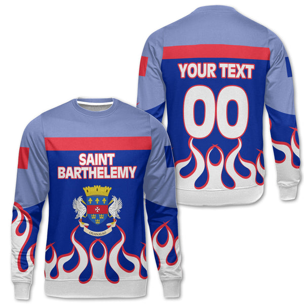 Saint Barthelemy Sweatshirt Flag & Coat Of Arms Fire Hockey Style