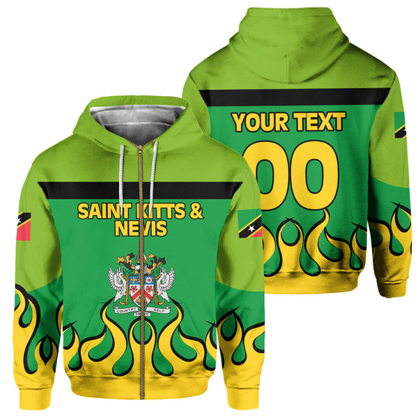 Saint Kitts and Nevis Zip Hoodie Flag & Coat Of Arms Fire Hockey Style