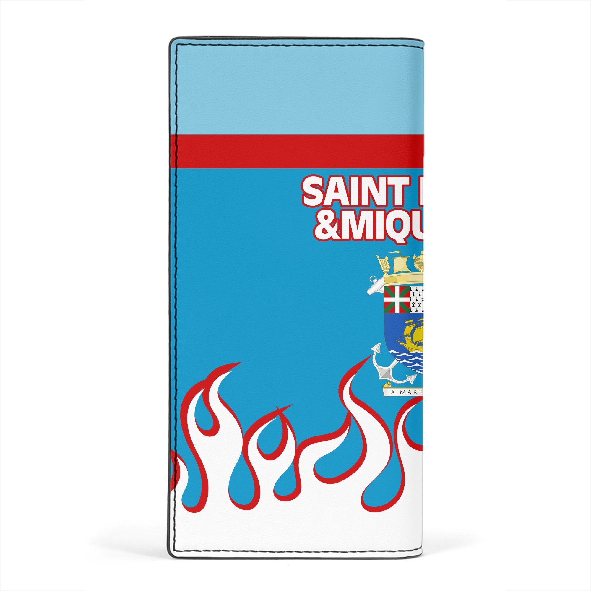 Saint Pierre and Miquelon Leather Wallet Flag & Coat Of Arms Fire Hockey Style