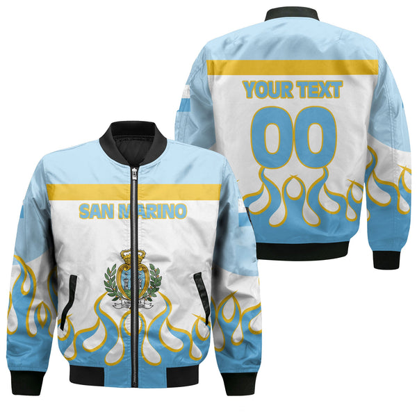 San Marino Bomber Jacket Flag & Coat Of Arms Fire Hockey Style