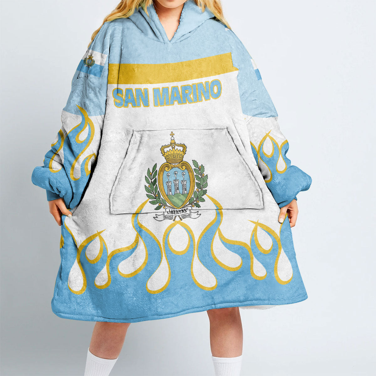 San Marino Snug Hoodie Flag & Coat Of Arms Fire Hockey Style