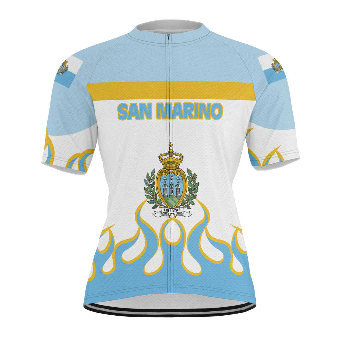 San Marino Men's Cycling Jersey Flag & Coat Of Arms Fire Hockey Style