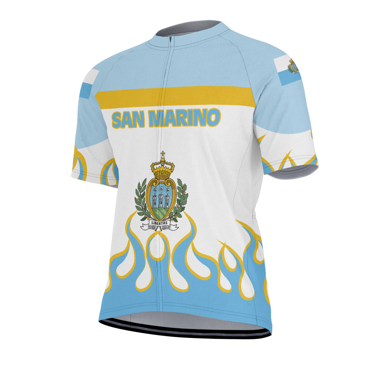 San Marino Men's Cycling Jersey Flag & Coat Of Arms Fire Hockey Style