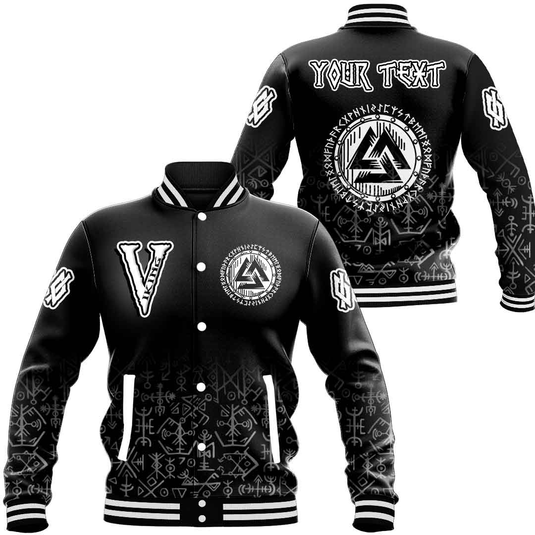 Custom Viking Baseball Jacket Scandinavian Shield With Northern Runes ...