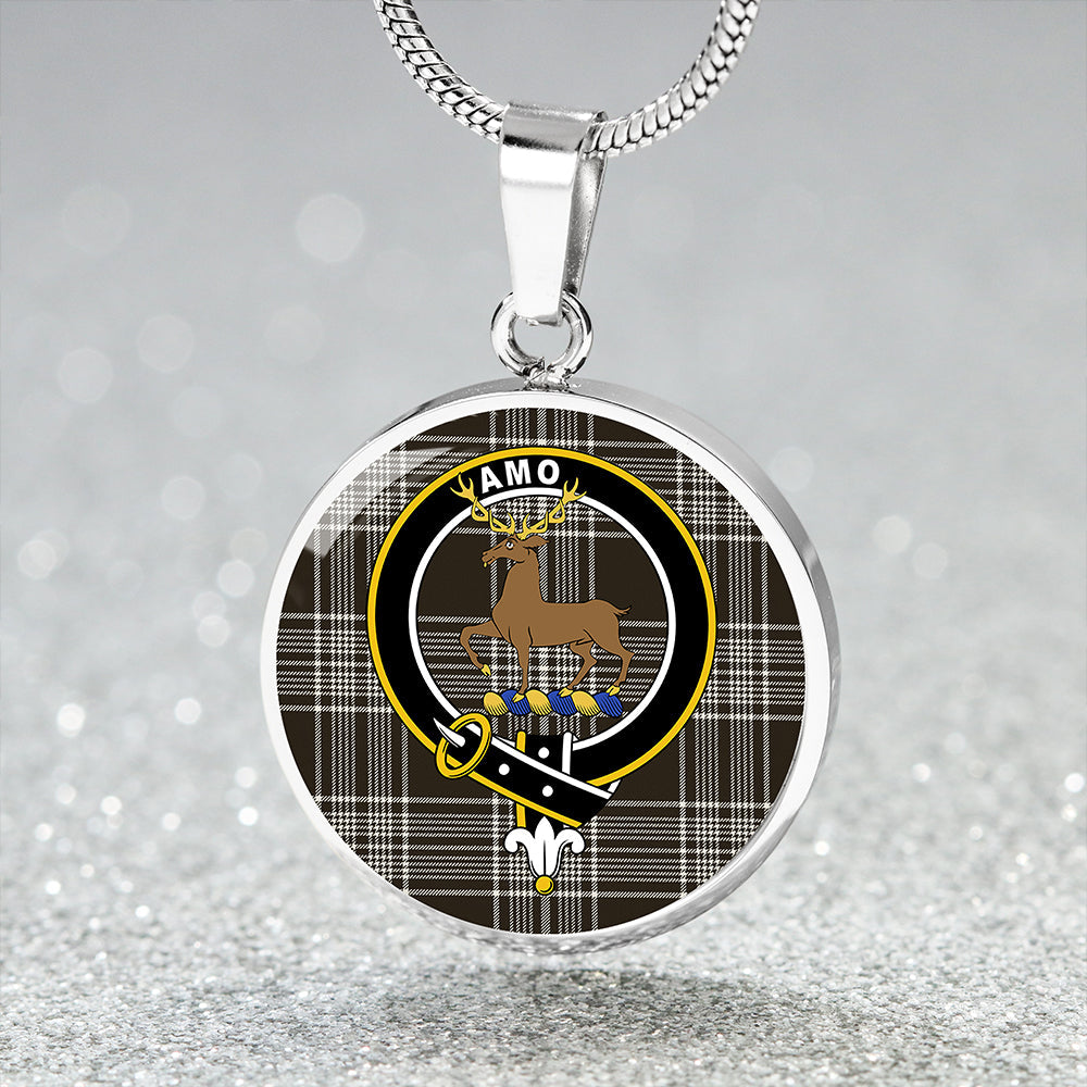 Scottish Tartan Scott Black & White Weathered Clan Circle Necklace Classic Style