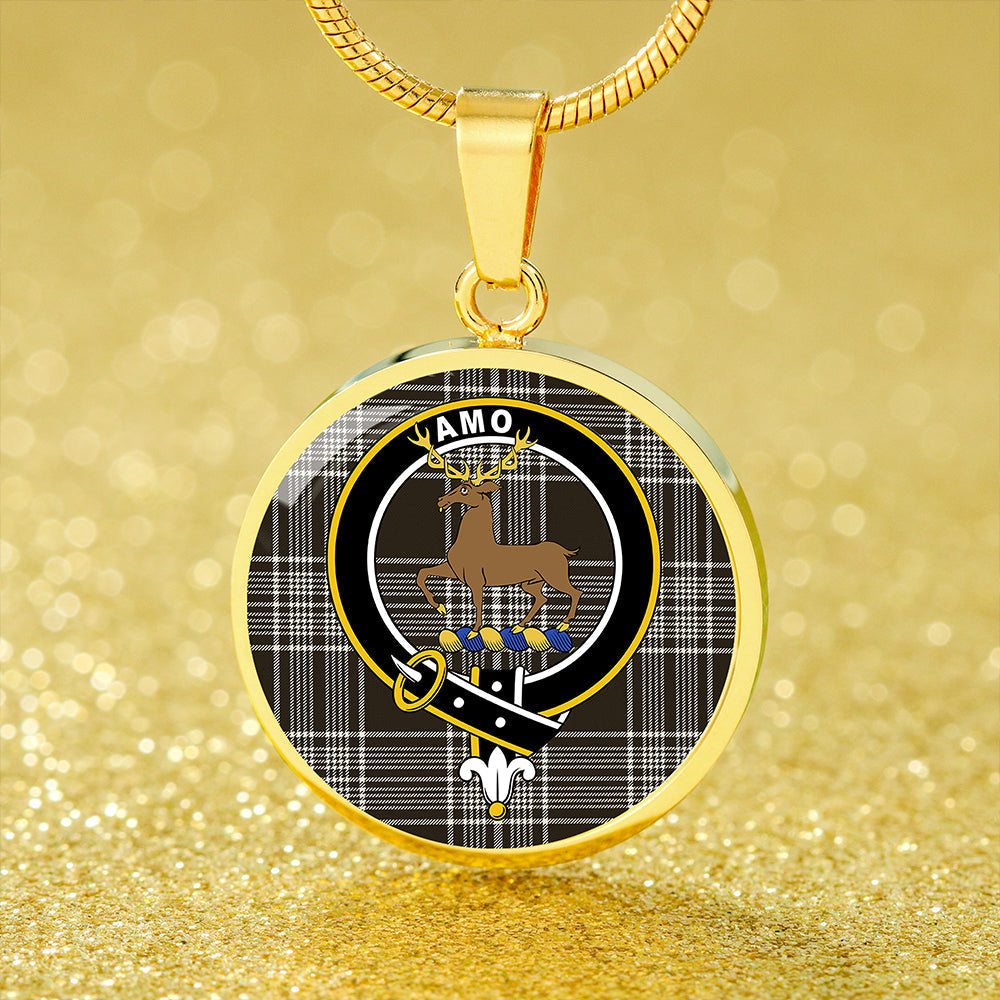 Scottish Tartan Scott Black & White Weathered Clan Circle Necklace Classic Style