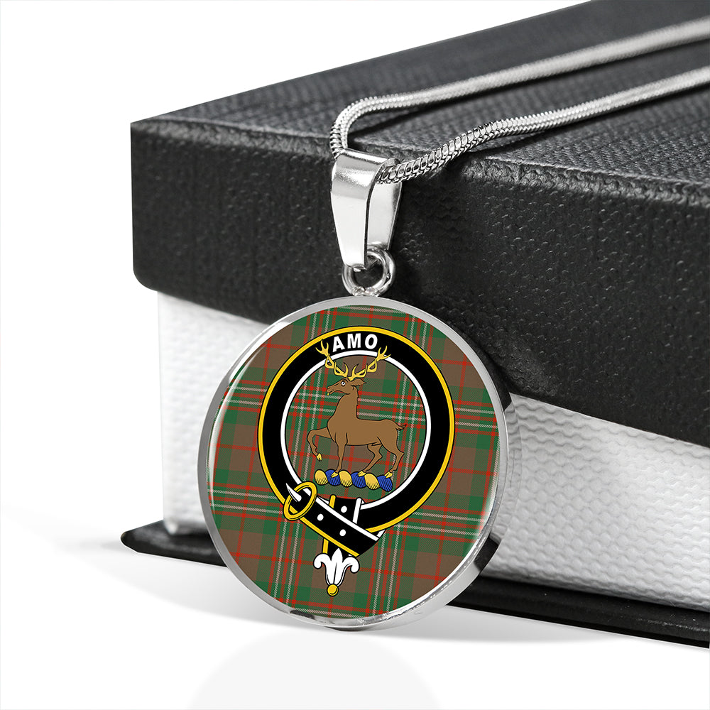 Scottish Tartan Scott Brown Hunting Ancient Clan Circle Necklace Classic Style