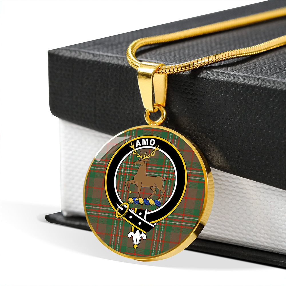 Scottish Tartan Scott Brown Hunting Ancient Clan Circle Necklace Classic Style