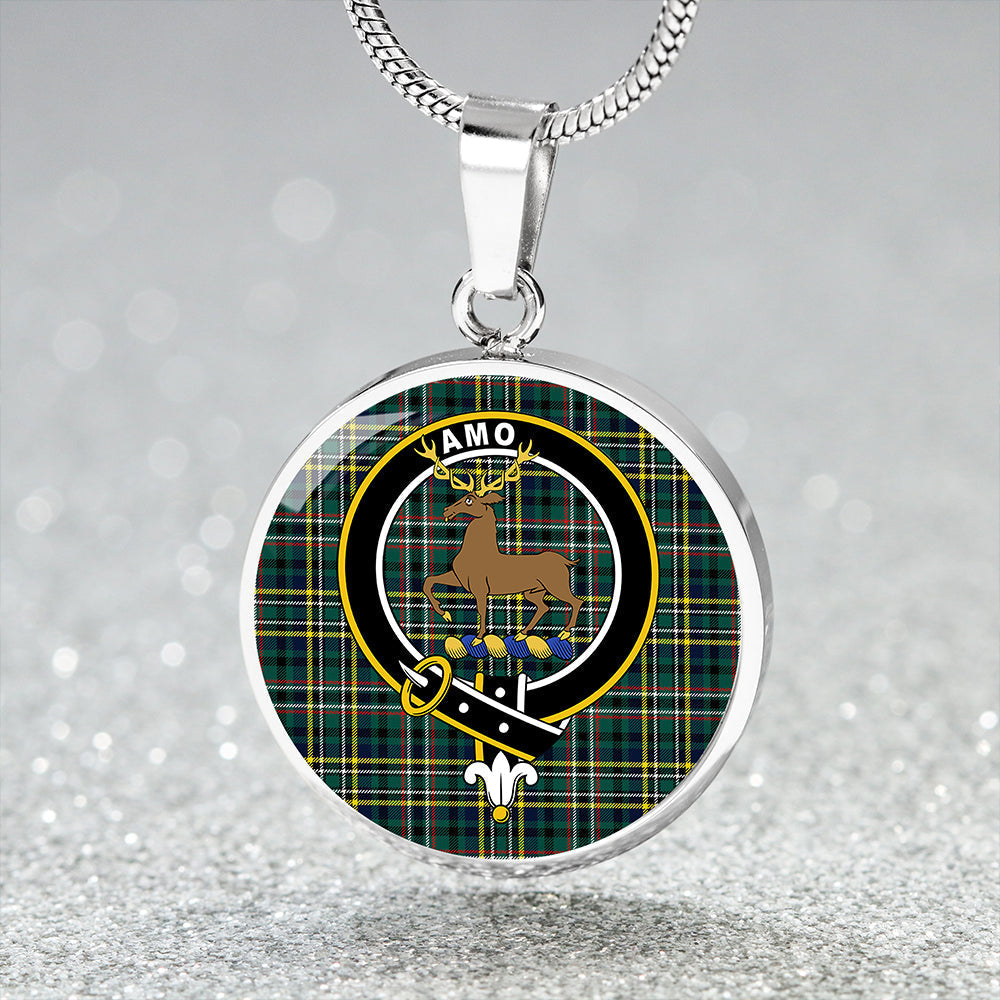Scottish Tartan Scott Green Modern Clan Circle Necklace Classic Style