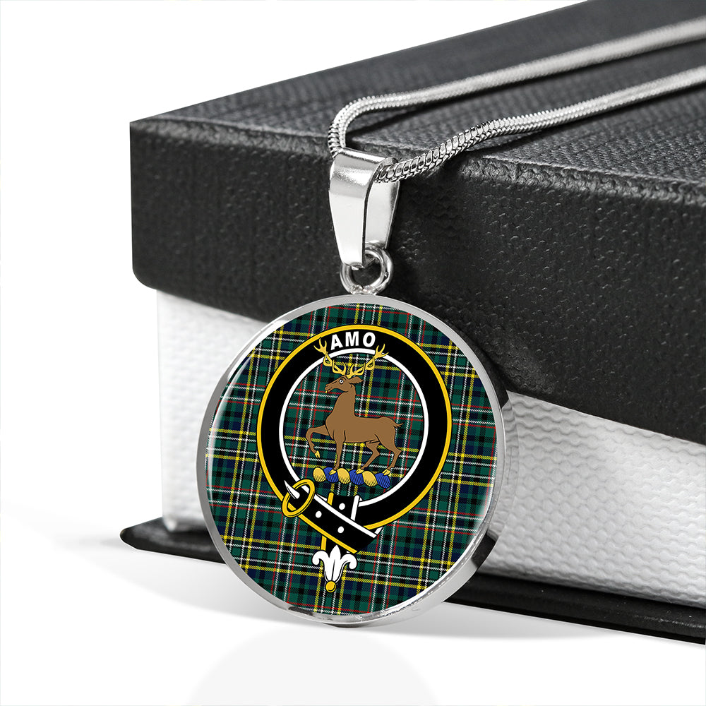 Scottish Tartan Scott Green Modern Clan Circle Necklace Classic Style