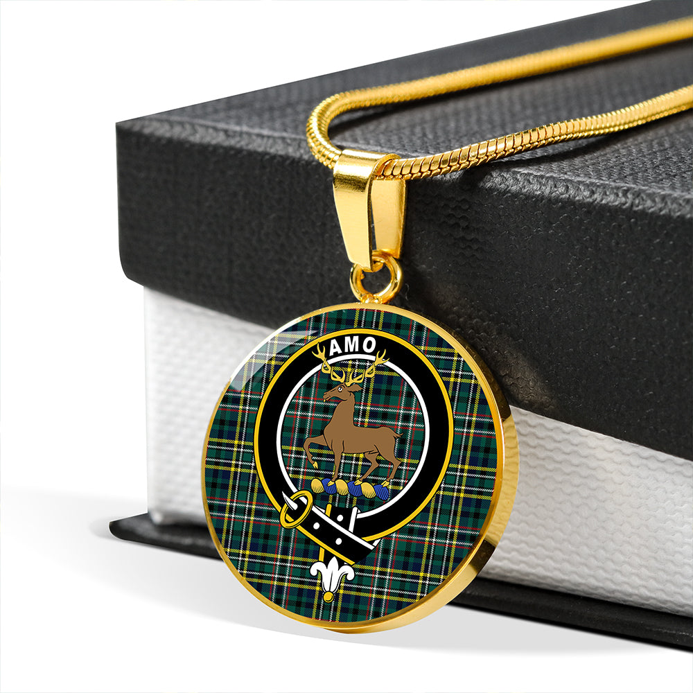 Scottish Tartan Scott Green Modern Clan Circle Necklace Classic Style