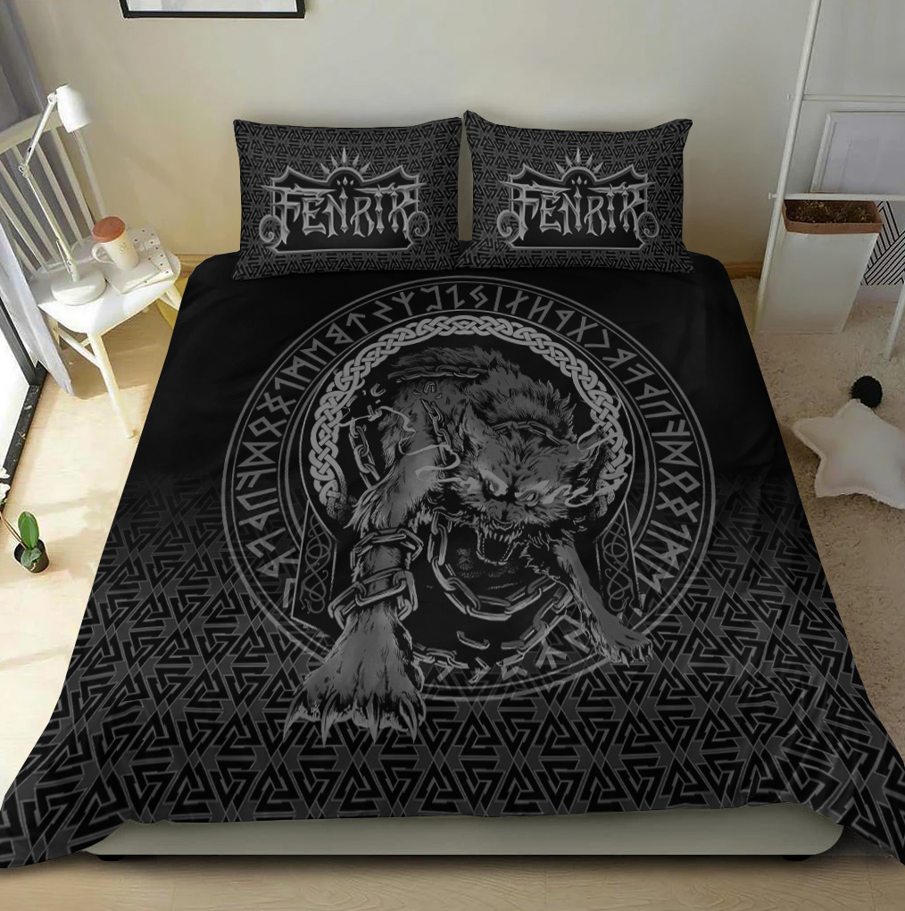 Viking Bedding Set Fenrir Norse 3D Tattoo Ver01