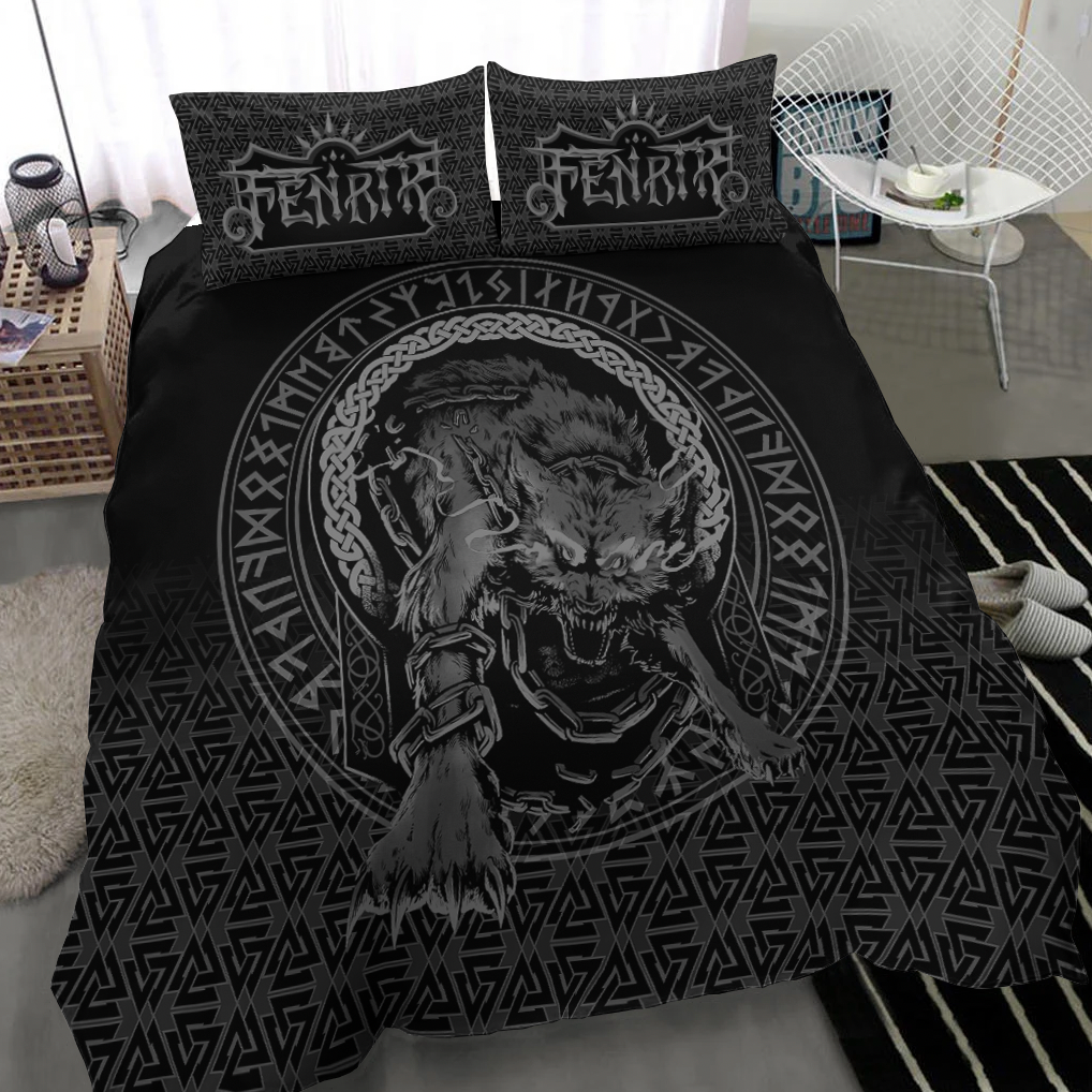 Viking Bedding Set Fenrir Norse 3D Tattoo Ver01