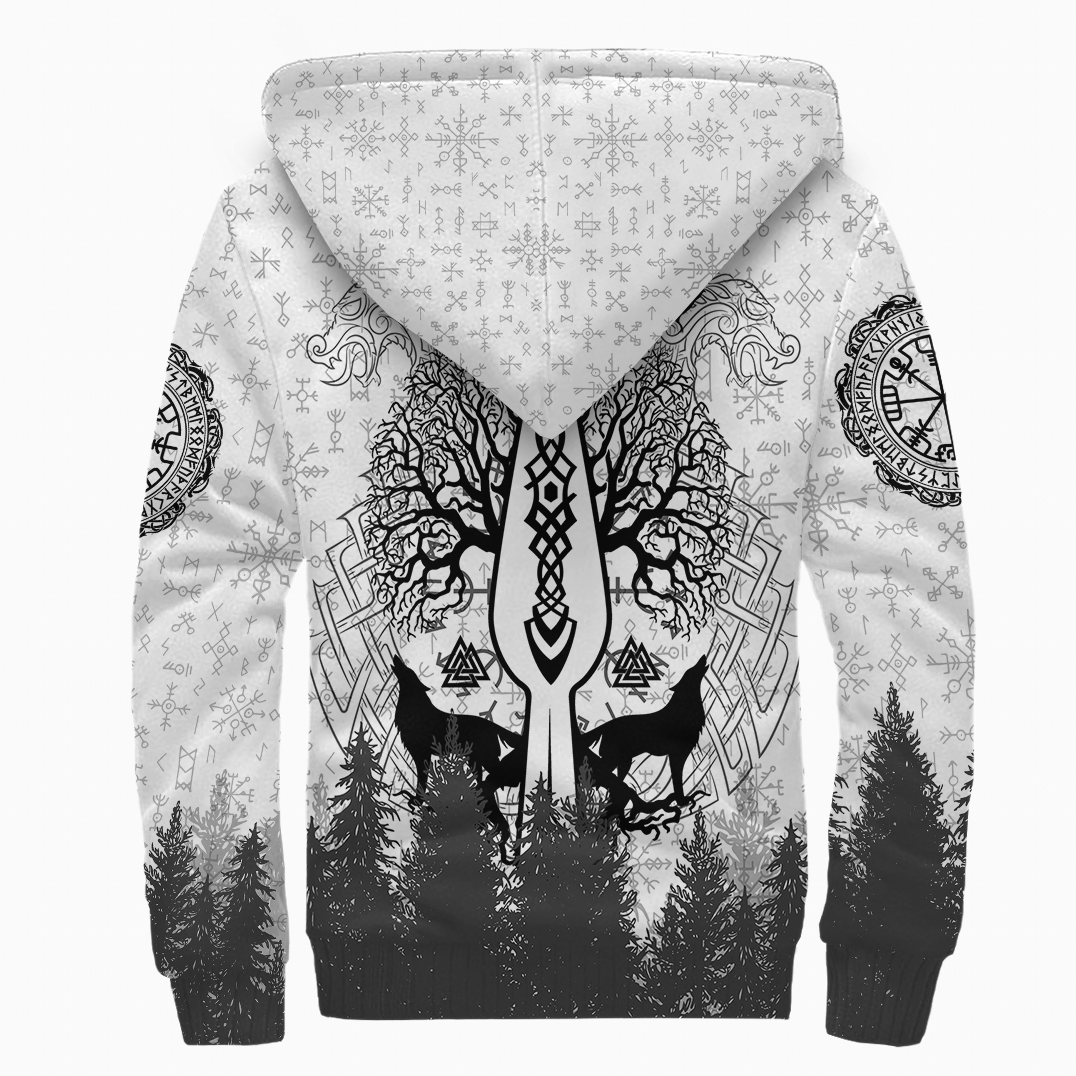 Viking Sherpa Hoodie  Odin and Raven Forest