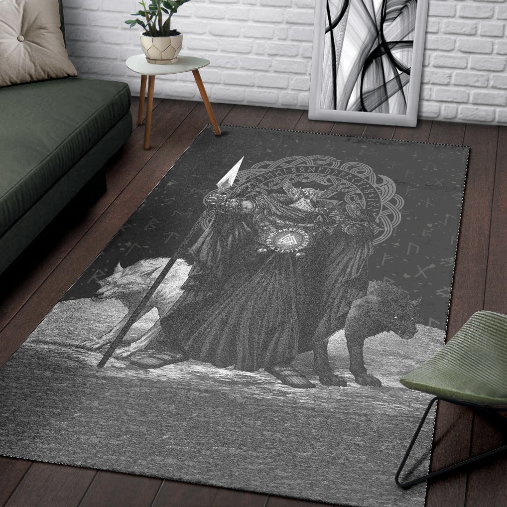 Viking Area Rug Viking Odin Raven & Wolf Valknut