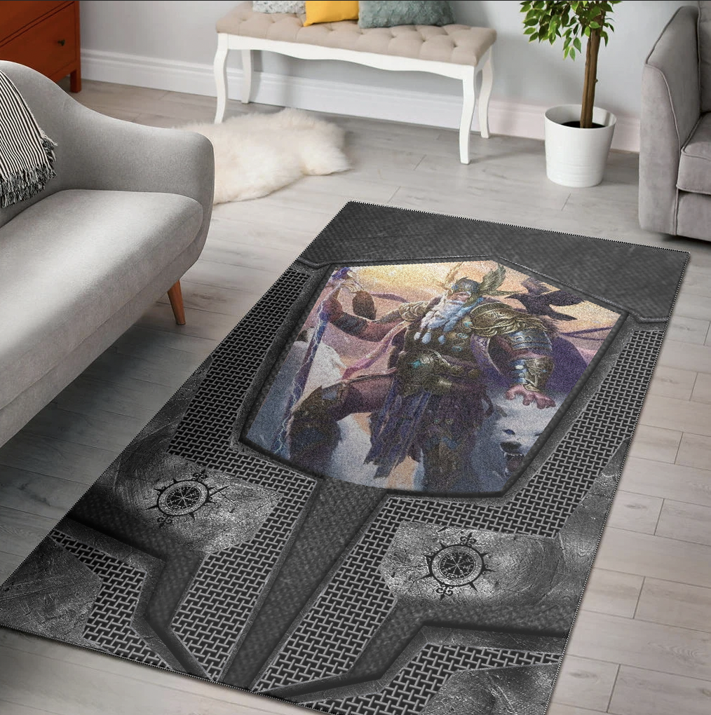 Viking Area Rug Armor 3D Style Viking Odin