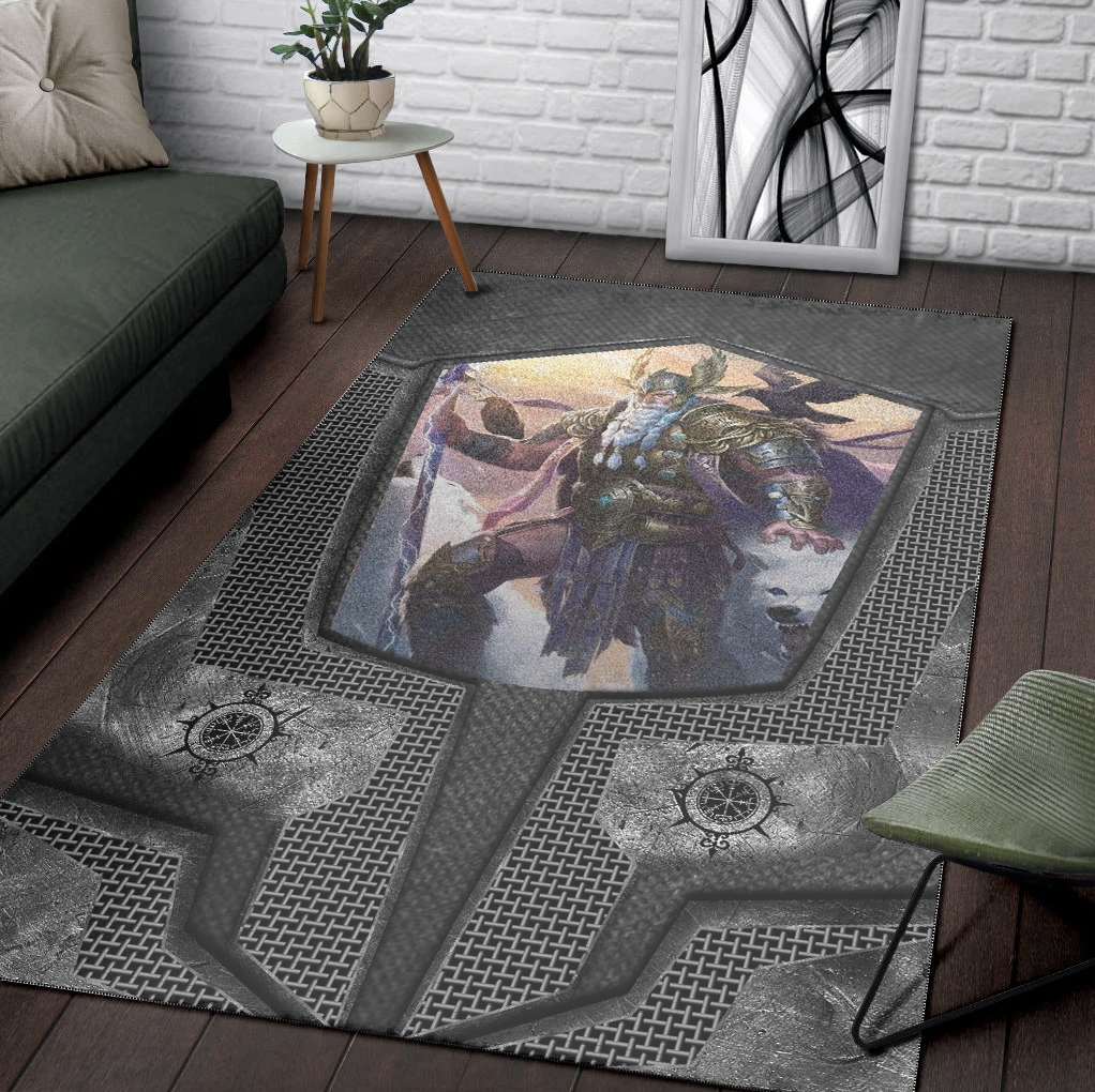 Viking Area Rug Armor 3D Style Viking Odin