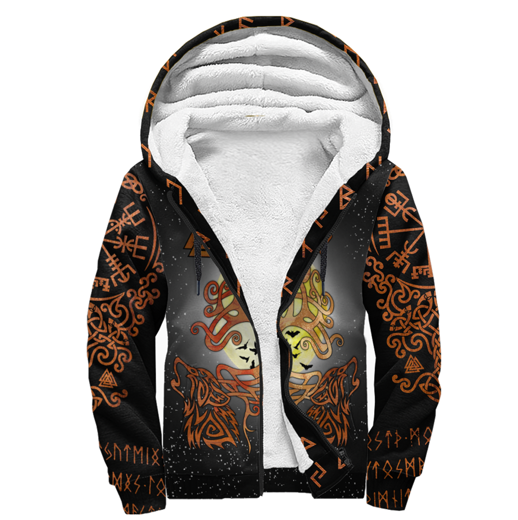 Viking Sherpa Hoodie Clothing Yggdrasil Raven & Wolf