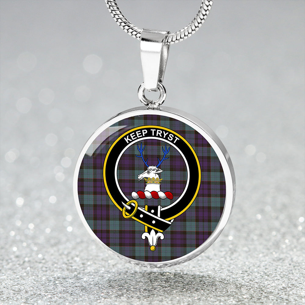 Scottish Tartan Sempill (Semple) Weathered Clan Circle Necklace Classic Style