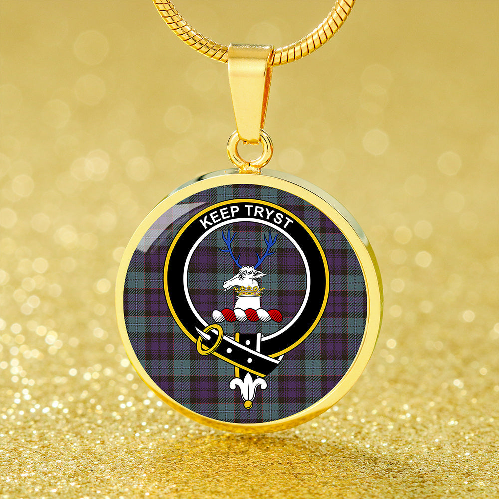 Scottish Tartan Sempill (Semple) Weathered Clan Circle Necklace Classic Style