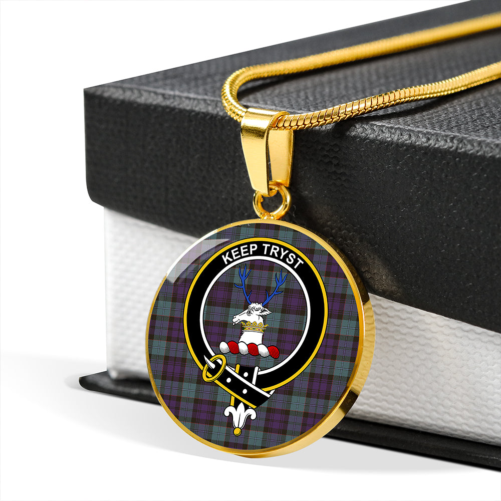 Scottish Tartan Sempill (Semple) Weathered Clan Circle Necklace Classic Style