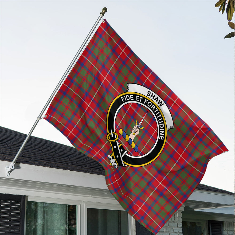 Shaw Red Modern Tartan Classic Crest House Flag