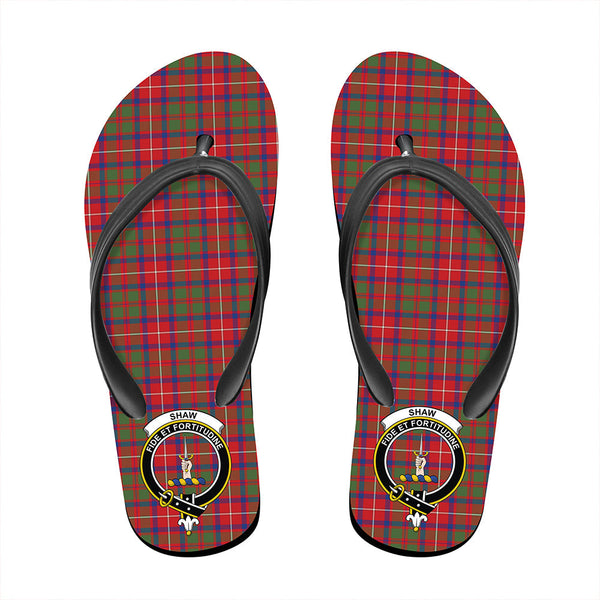 Shaw Red Modern Tartan Crest Flip Flop