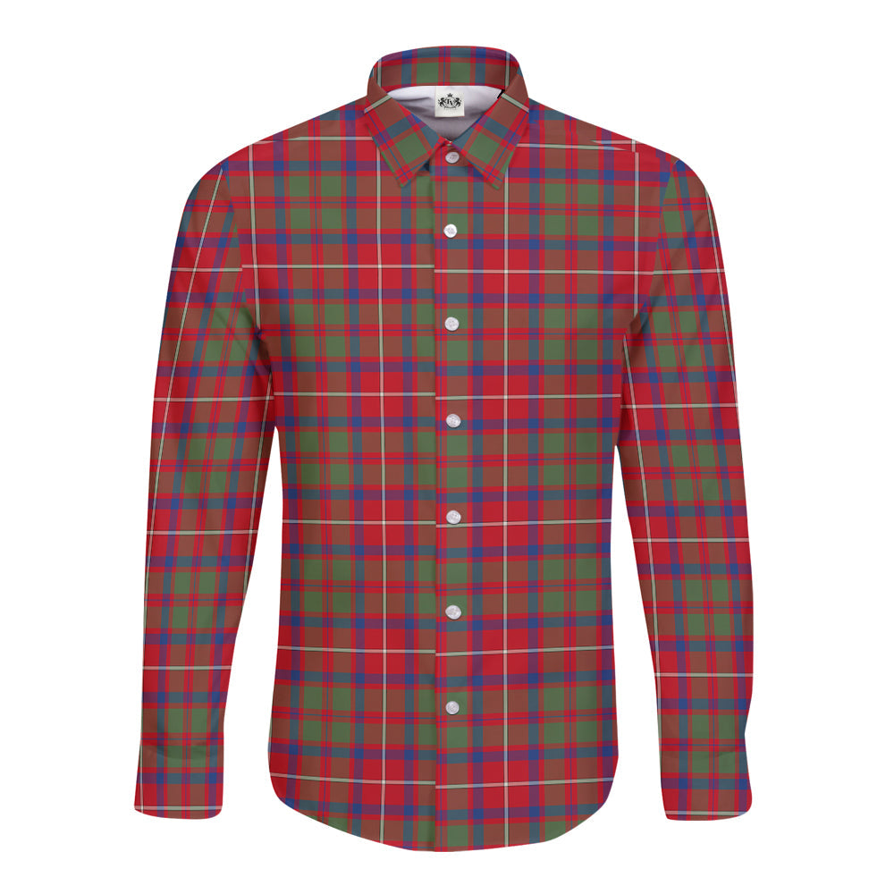 Shaw Red Modern Tartan Plaid Long Sleeve Button Shirt