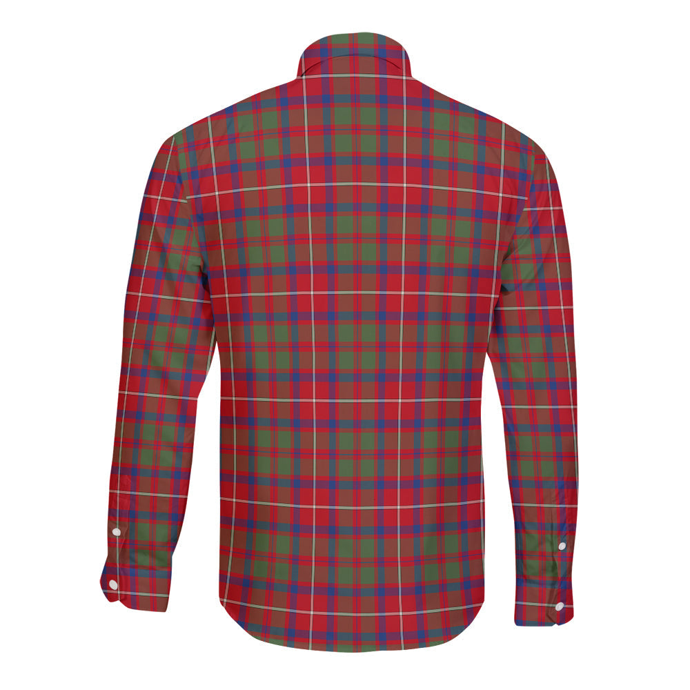 Shaw Red Modern Tartan Plaid Long Sleeve Button Shirt