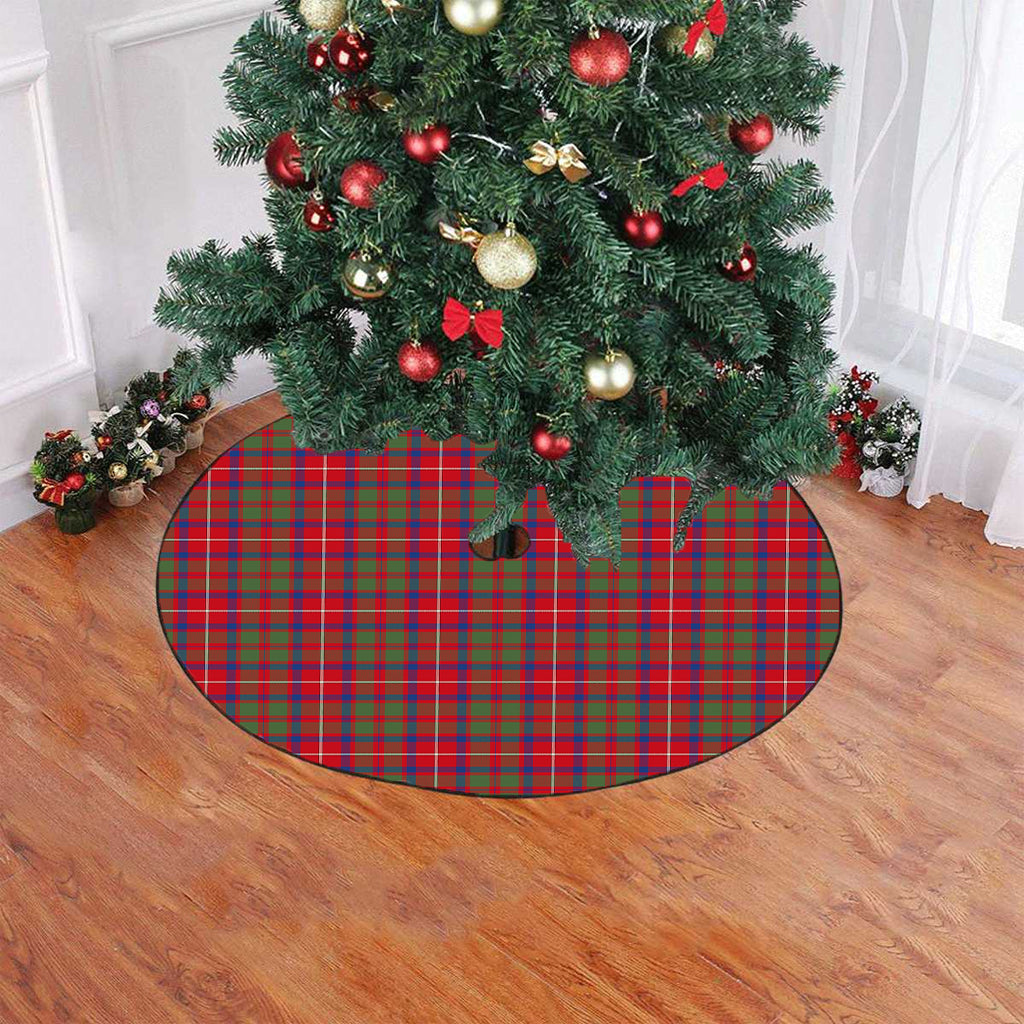 Shaw Red Modern Tartan Plaid Christmas Tree Skirt