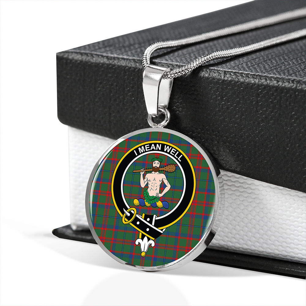 Scottish Tartan Shaw of Tordarroch Hunting Modern Clan Circle Necklace Classic Style