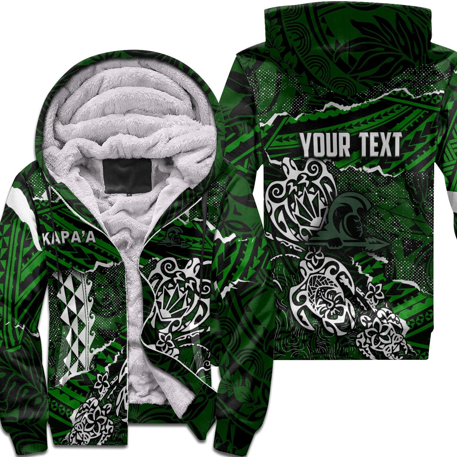 Hawaii Kapaa High School Custom Sherpa Hoodie Polynesian Turtle Style