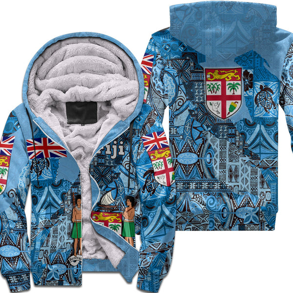 Fiji Flag & Coat Of Arms Sherpa Hoodie