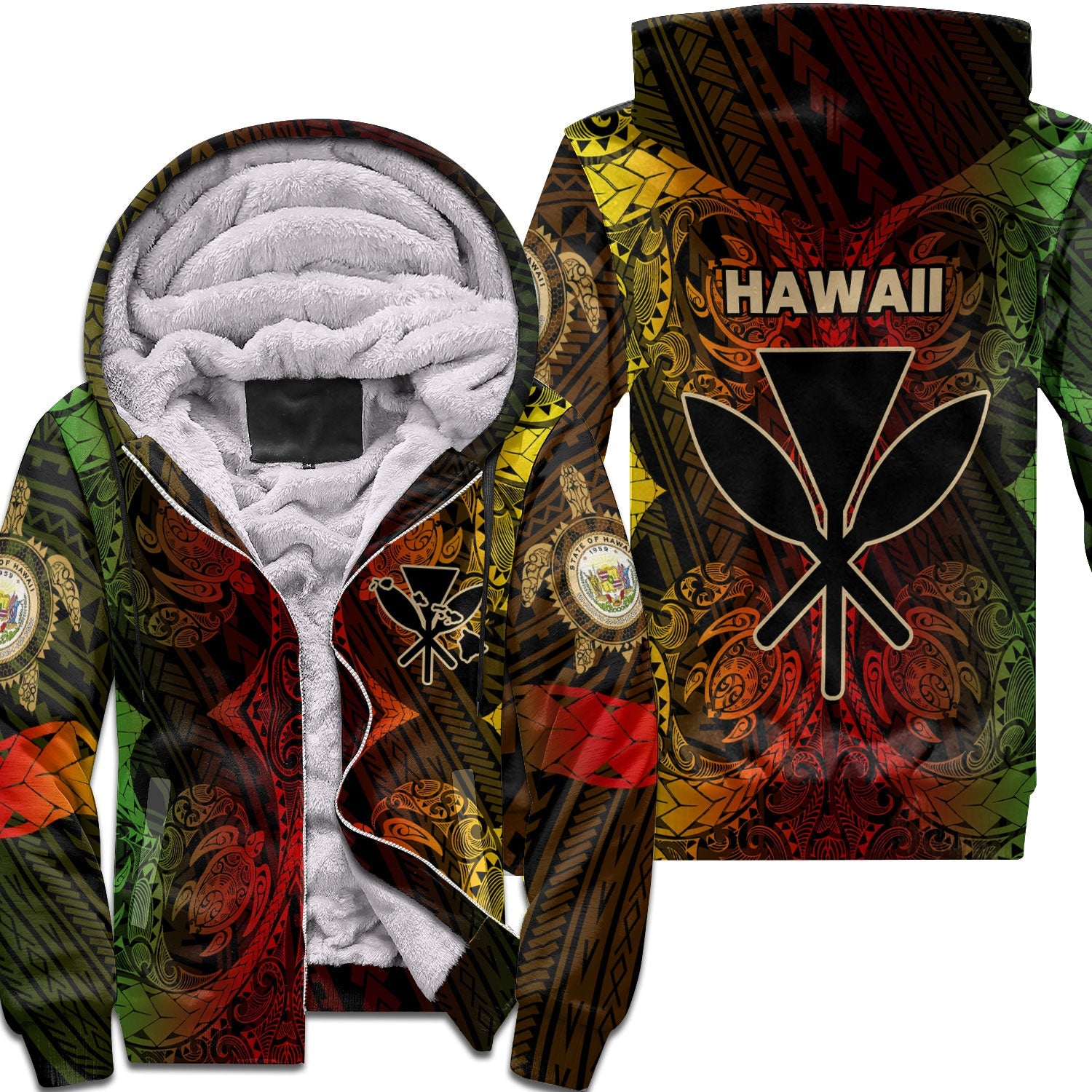 Kanaka Maoli Hawaii Sherpa Hoodie Reggae Style