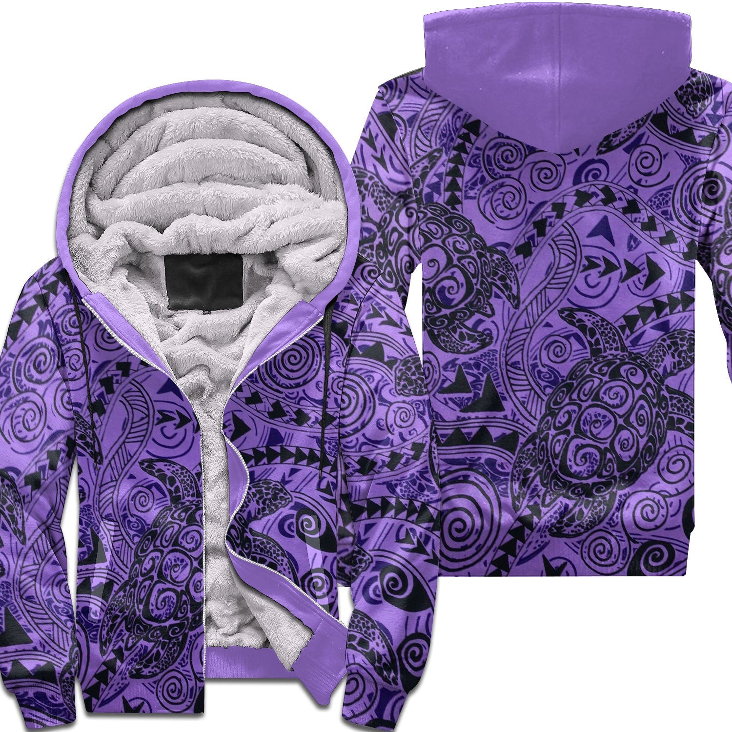 Hawaii Polynesian Turtle Sherpa Hoodie Purple Style