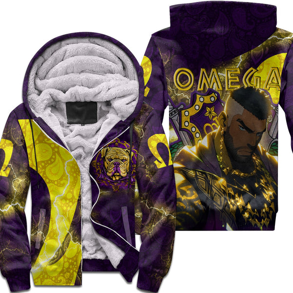 Fraternity Hoodie - Omega Psi Phi Bulldog Sherpa Hoodie Thunder Style