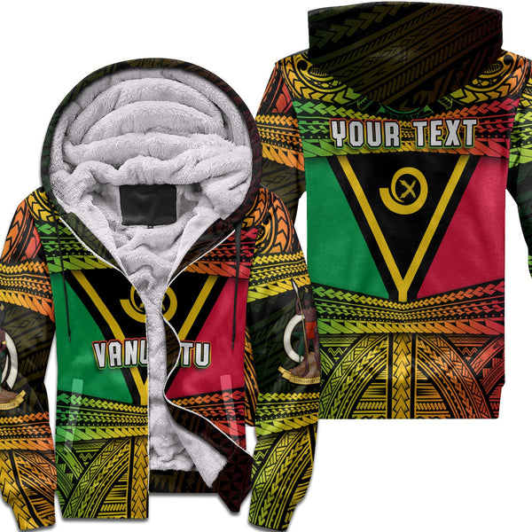 Custom Vanuatu Flag & Coat Of Arms Sherpa Hoodie Reggae Style