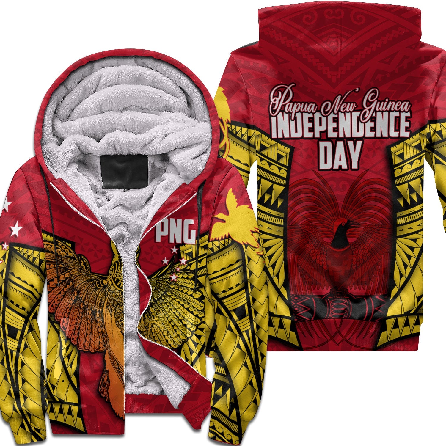 Papua New Guinea Independence Day Sherpa Hoodie Raggiana Bird of Paradise Style