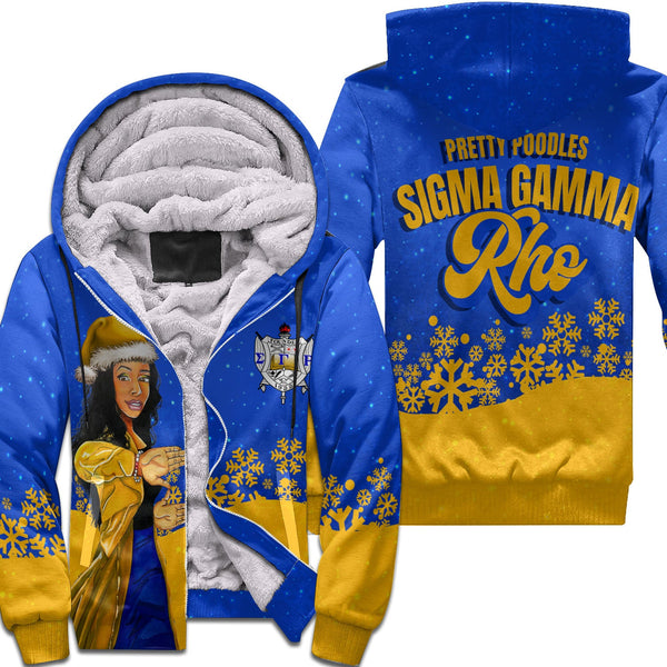 Sorority Hoodie - Sigma Gamma Rho Christmas Girl Sherpa Hoodie Pretty Poodles Style