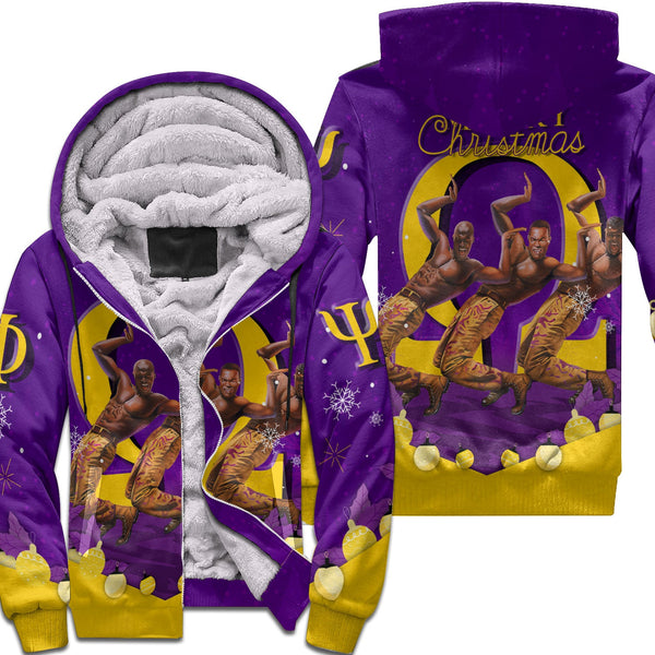 Fraternity Hoodie - OPP Christmas Sherpa Hoodie Omega Man Hand Sign Style