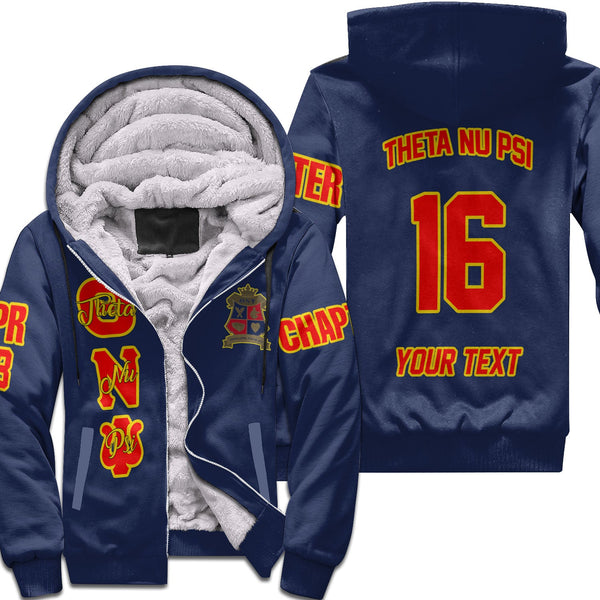 Fraternity Hoodie - Personalized Theta Nu Psi Sherpa Hoodie Original Blue Style