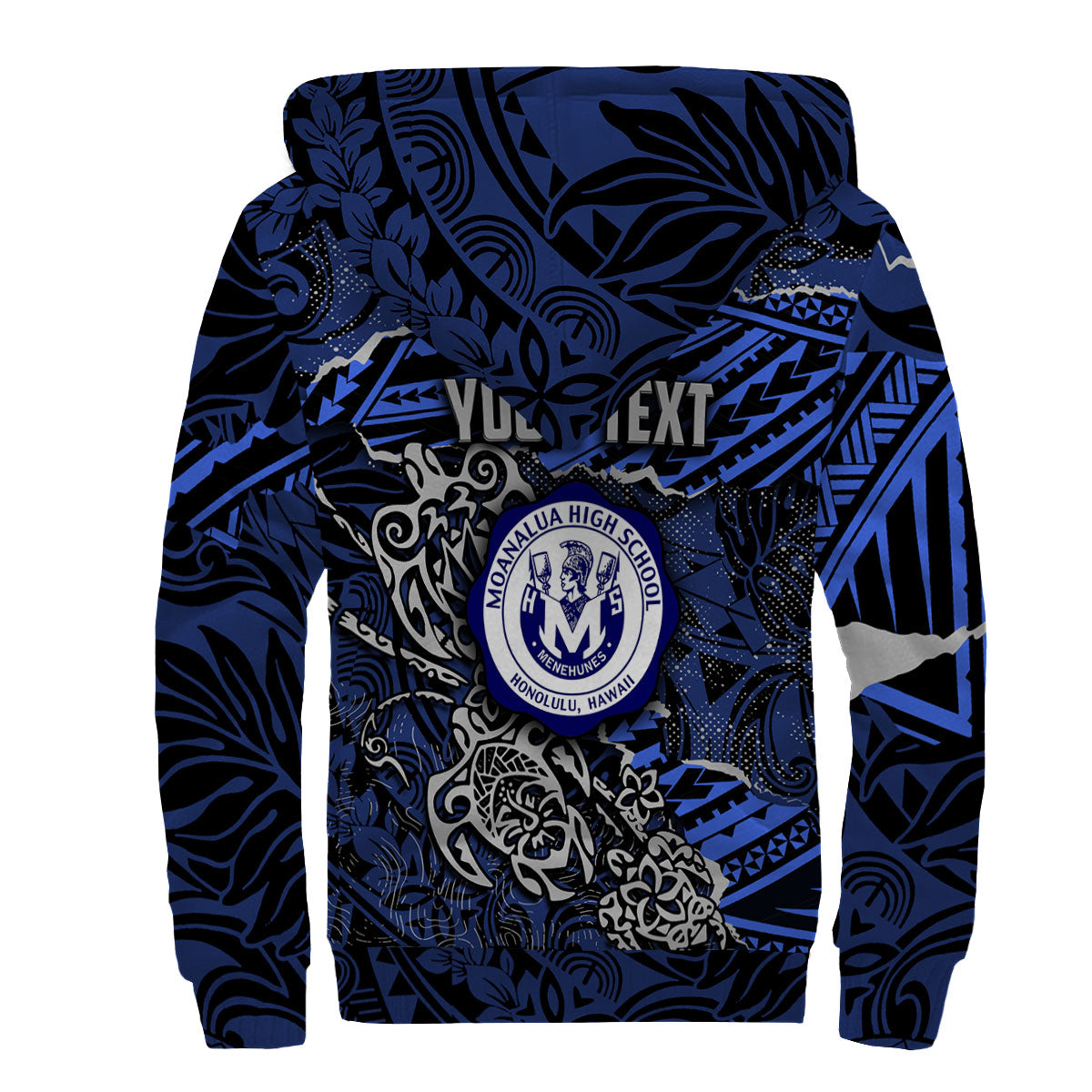 Hawaii Moanalua High School Custom Sherpa Hoodie Polynesian Turtle Style