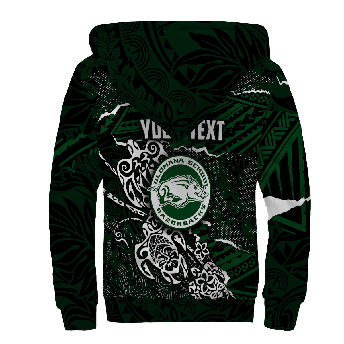 Hawaii Olomana High & Intermediate School Custom Sherpa Hoodie Polynesian Turtle Style