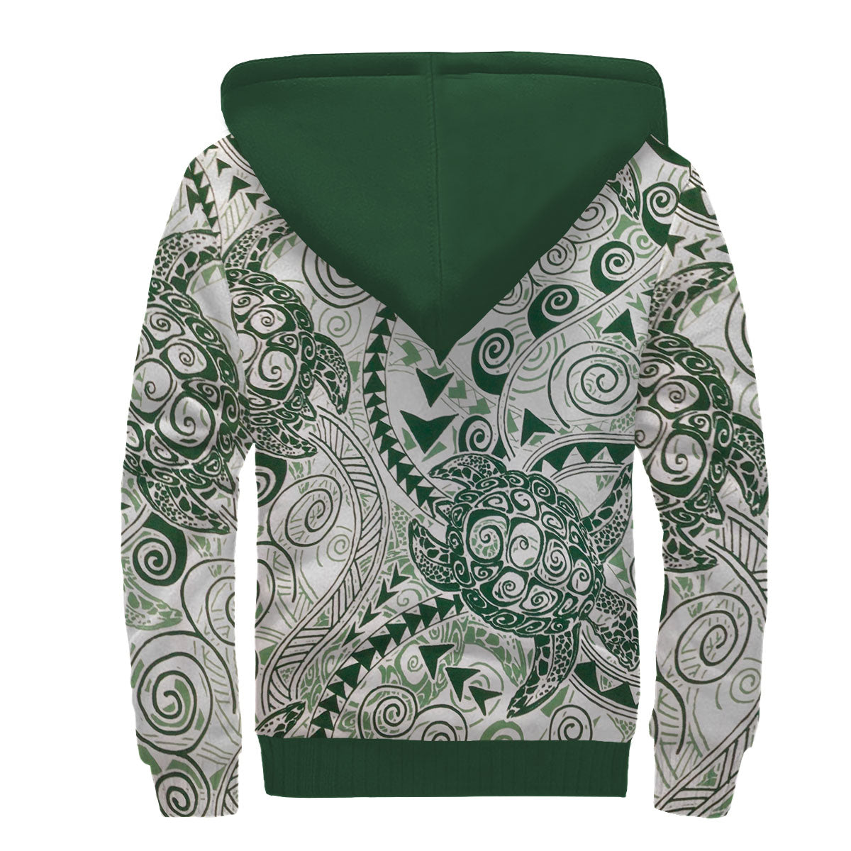 Hawaii Polynesian Turtle Sherpa Hoodie Green Style