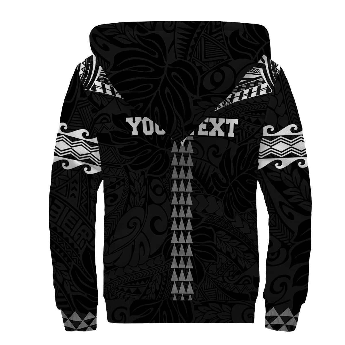 Custom Hawaii Ikaika Warrior Sherpa Hoodie Polynesian Tattoo Style