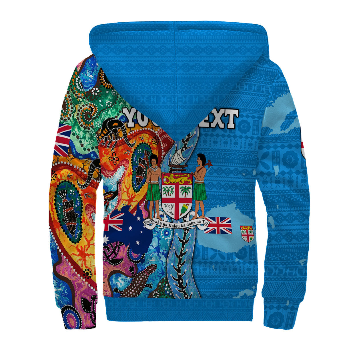 Custom Fiji Tapa & Australia Aboriginal Sherpa Hoodie