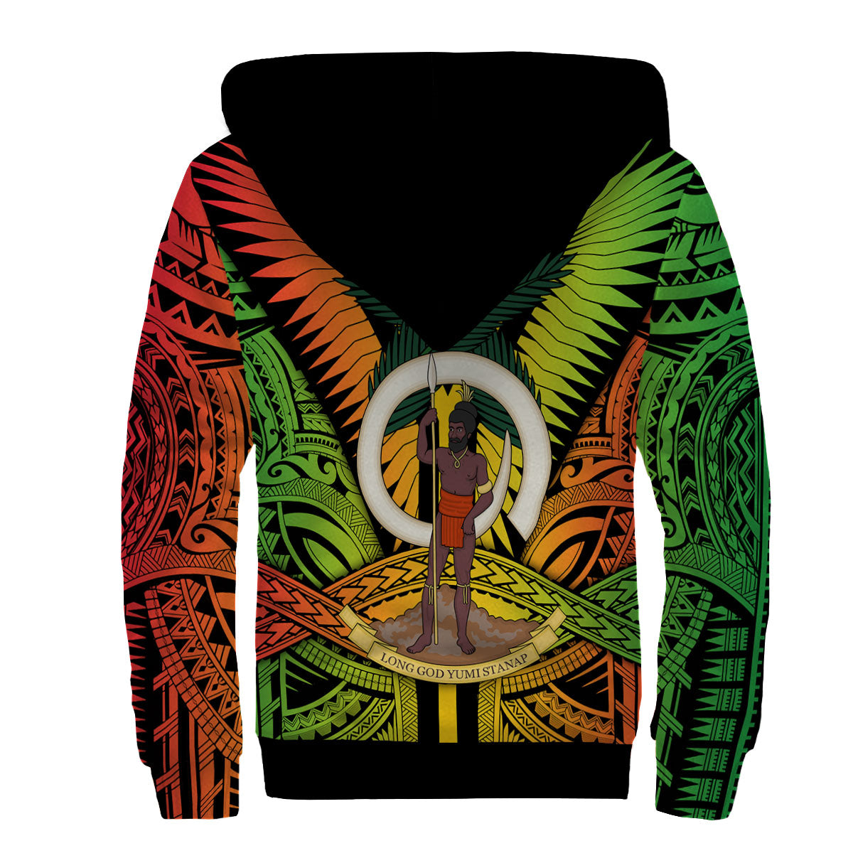 Vanuatu Sherpa Hoodie Coat Of Arms Reggae Style