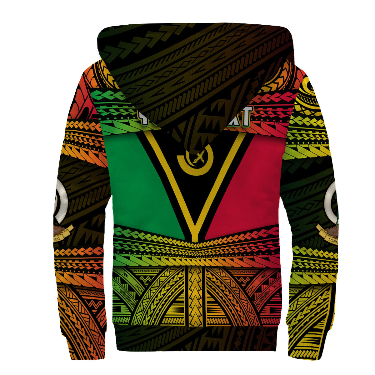 Custom Vanuatu Flag & Coat Of Arms Sherpa Hoodie Reggae Style