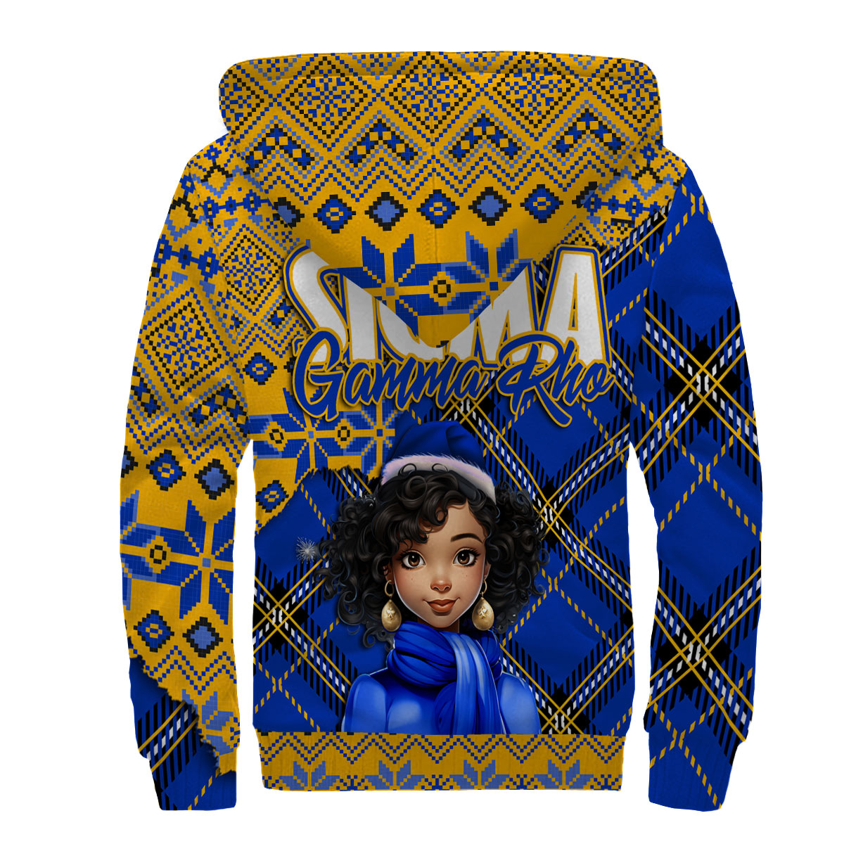 Sorority Hoodie - Christmas Sigma Gamma Rho Girl Sherpa Hoodie Plaid Background Style