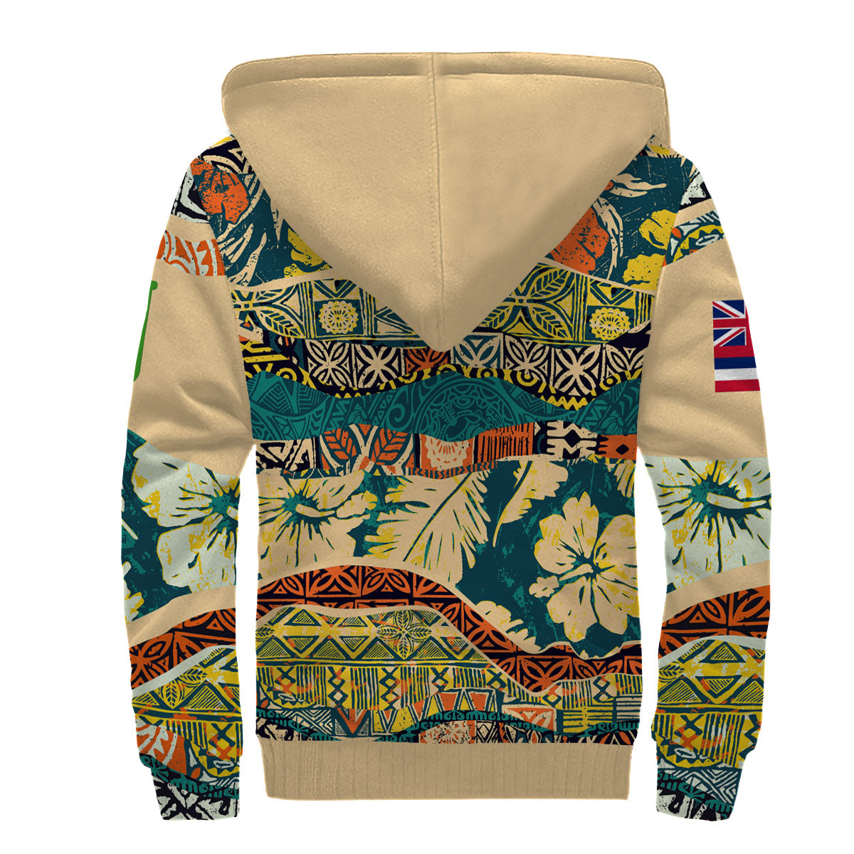 Hawaii Flag Sherpa Hoodie Coat Of Arm Style